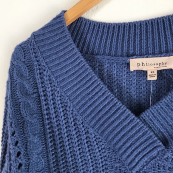NWT Philosophy Blue Knit V-Neck Sweater XS - Picture 6 of 6